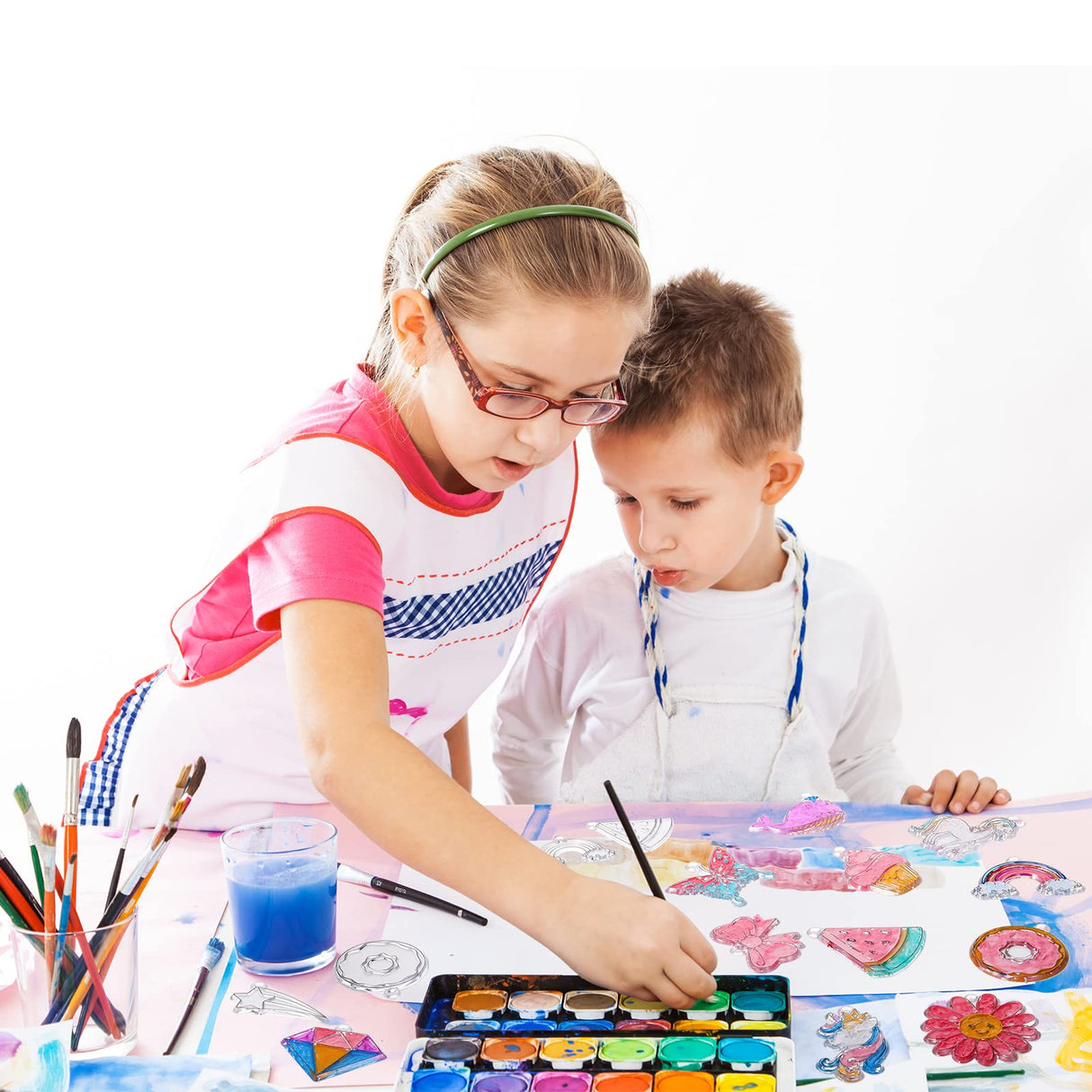 Lewtemi 36 Pcs Create Your Own Unicorn Window Art Suncatcher Kits for Kids Unicorn Craft Suncatcher Paint with 24 Suction Cups for Ornament Painting Kids Classroom Party Activities Lewtemi