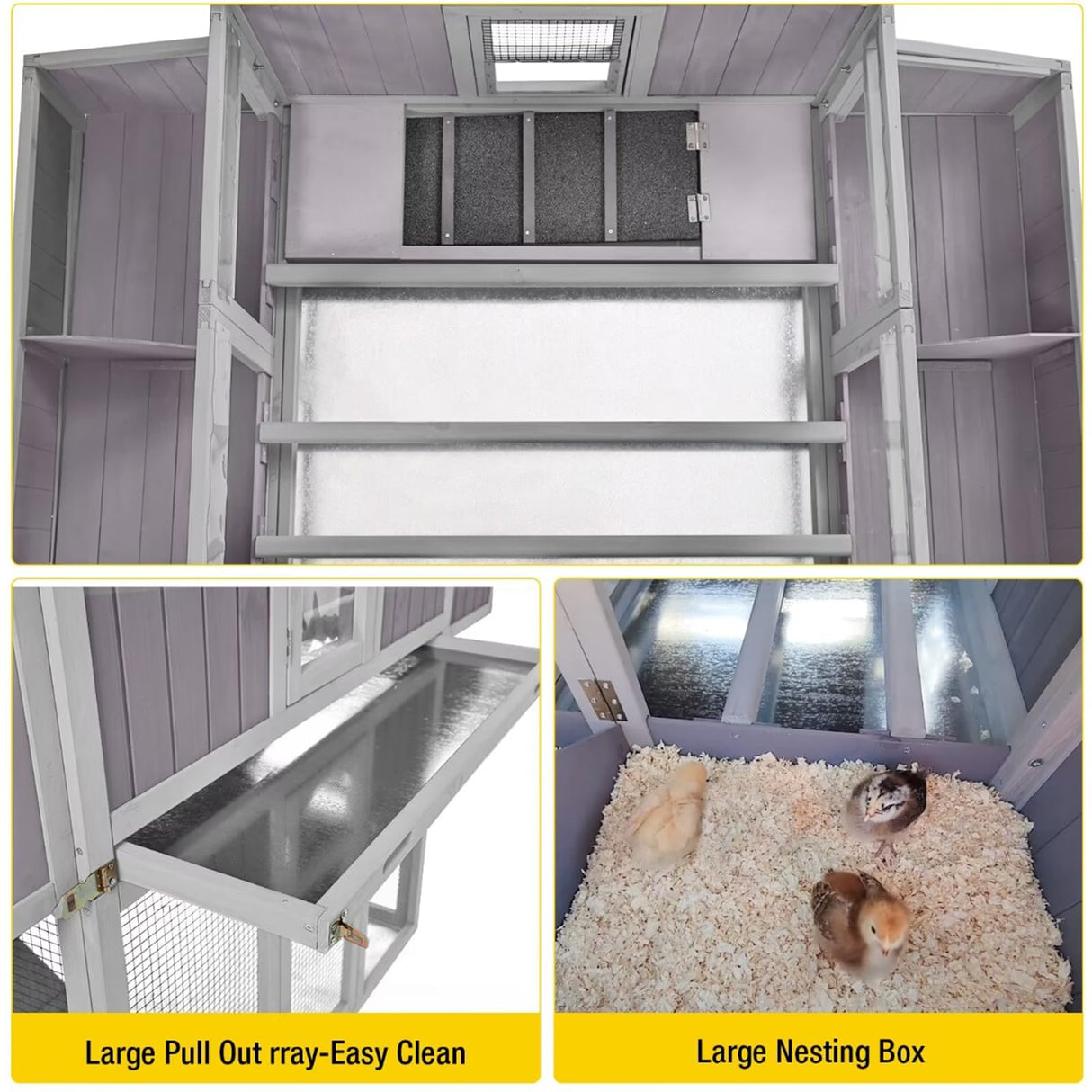 Aivituvin Chicken Coop Double Folding Fir Wood Chicken House with Large Nesting Box Poultry Cage Upgrade with Strong Iron Frame, Durable & Waterproof for 4-6 Hens Duck Coop Aivituvin