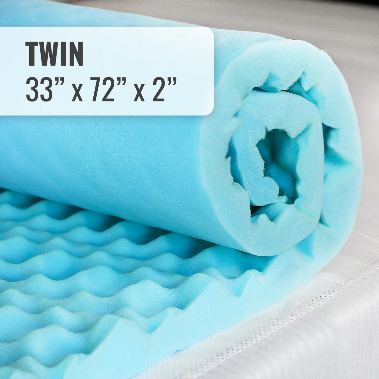 DMI 2-Inch Foam Mattress Topper, Egg Crate Foam Pad for Support, Air Circulation, Pressure Relief & Weight Distribution, Twin Size 33 x 72, Blue DMI