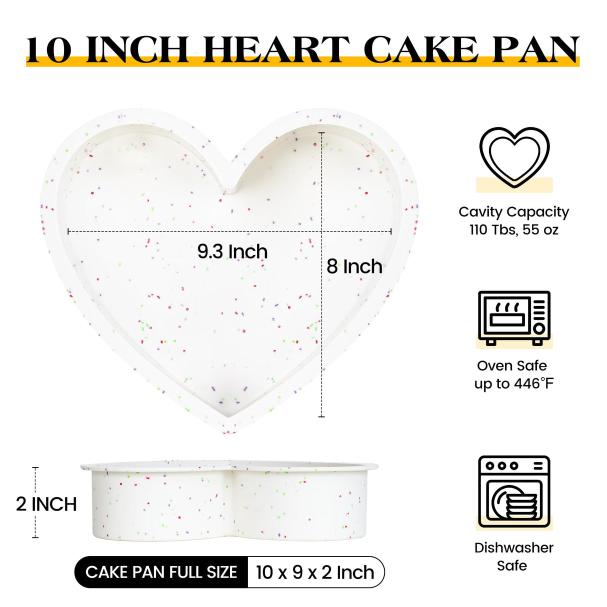 AOTASO Silicone Heart Shaped Cake Pans 10 Inch Large Heart Cake Pan for Valentine's Day Nonstick Silicone Heart Molds for Baking (2 Pcs Set, Cream) AOTASO
