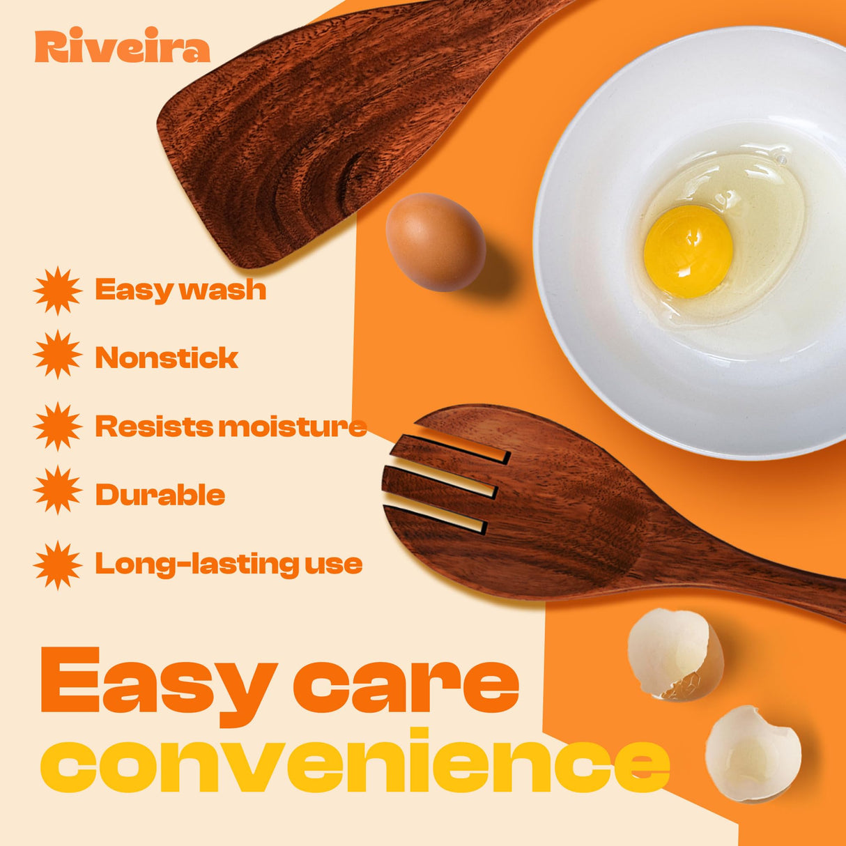 Riveira's 6-Piece Dark Brown Wooden Spoons for Cooking - Elegant Kitchen Essentials/Kitchen Utensils Set for Every Culinary Need Spatula Riveira