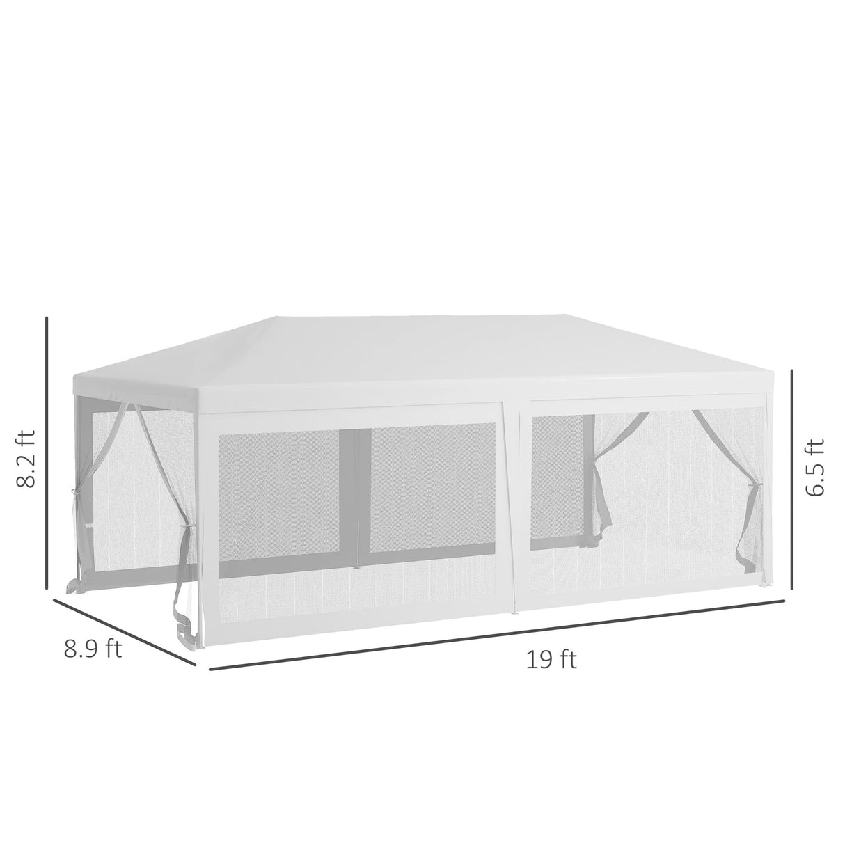 Outsunny 10' x 20' Canopy Tent Gazebo with 4 Removable Mesh Side Walls for Events & Weddings, White Outsunny
