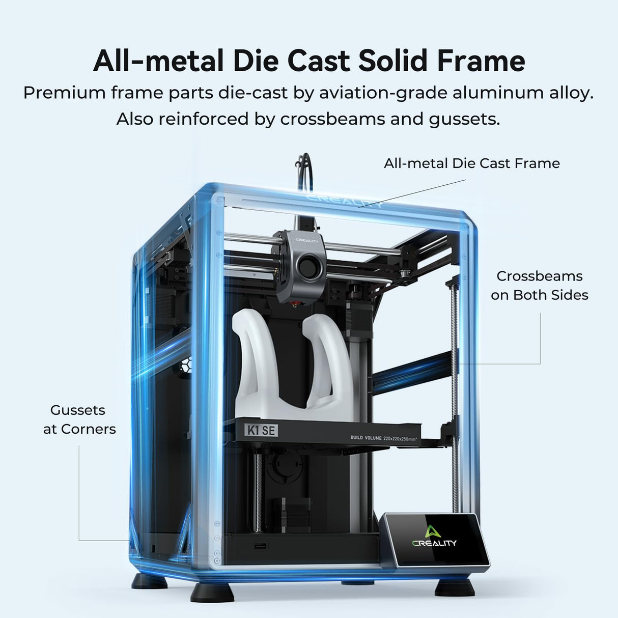 Creality 3D Printer, K1 SE Fully Assembled Auto Leveling 3D Printers for Kids and Beginners, 600mm/s Max High-Speed Printing, Core XY All Metal Structure, Larger Print Size 250x220x220mm Creality