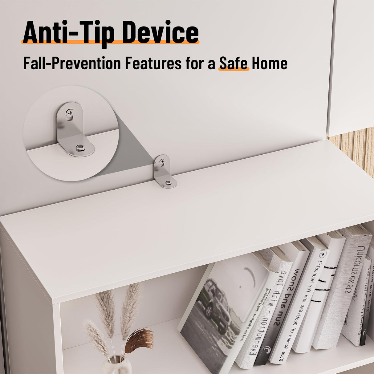 INNOD 72" Tall Book Shelf Bookcase with Doors, Floor Standing 7 Tier Bookshelf Display Shelves, Bookshelf with Storage Cabinet, Home Decor Furniture for Living Room Bedroom and Home Office INNOD