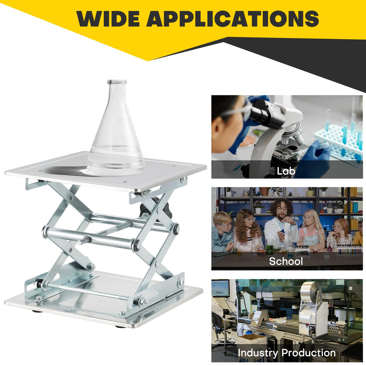Acymner 8" x 8" Lift Table Lab Scissor Stand Platform | Stainless Steel Laboratory Lift Stand, Lab Lift Stand Table Lifting Jack Platform, Expandable Lift Height Range 3.3"/85mm to 11"/280mm Acymner