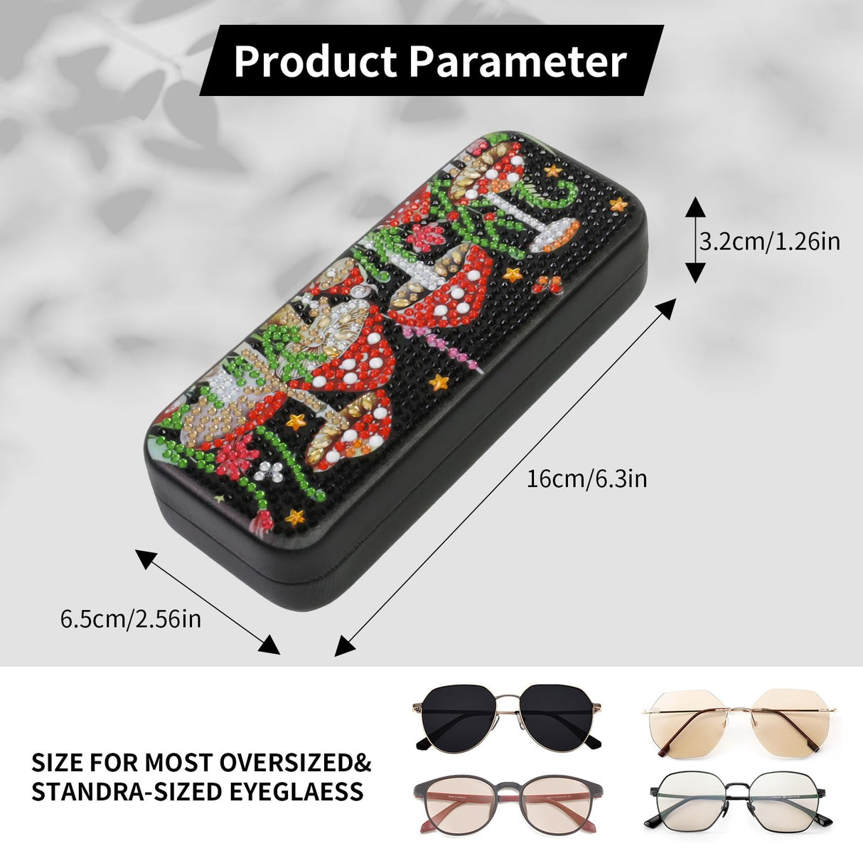 FlyingMage 5D Diamond Art Painting Kit for Adults Beginner, Small DIY Diamond Dots Gem Art Painting Mosaic Kits, Cute Hard Shell Sunglasses Eyeglasses Glasses Case for Women Teen, Mushroom FlyingMage