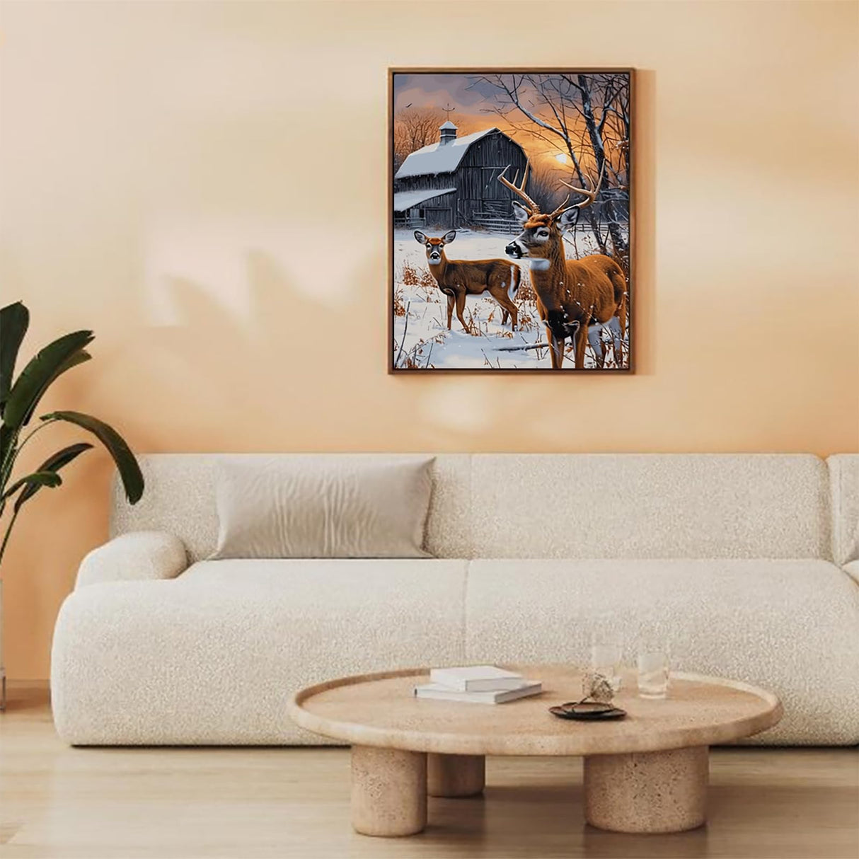 Deer Snow Paint by Numbers Kit Paint by Numbers DIY Acrylic Drawing Paintworks Artwork Adults Beginners 16x20inch LAENAKR