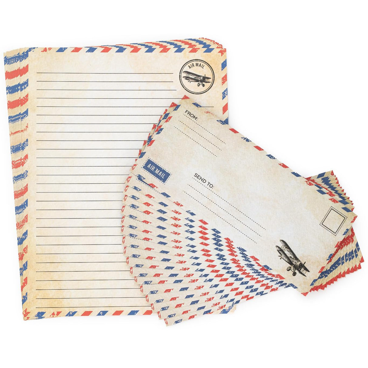 60 Pack Airmail Paper and Envelopes Set - Blue Writing Paper for Invitations, Love Letters, Letters to Troops, Christmas Letter - 8.5 x 11 Inch Bargain Paradise