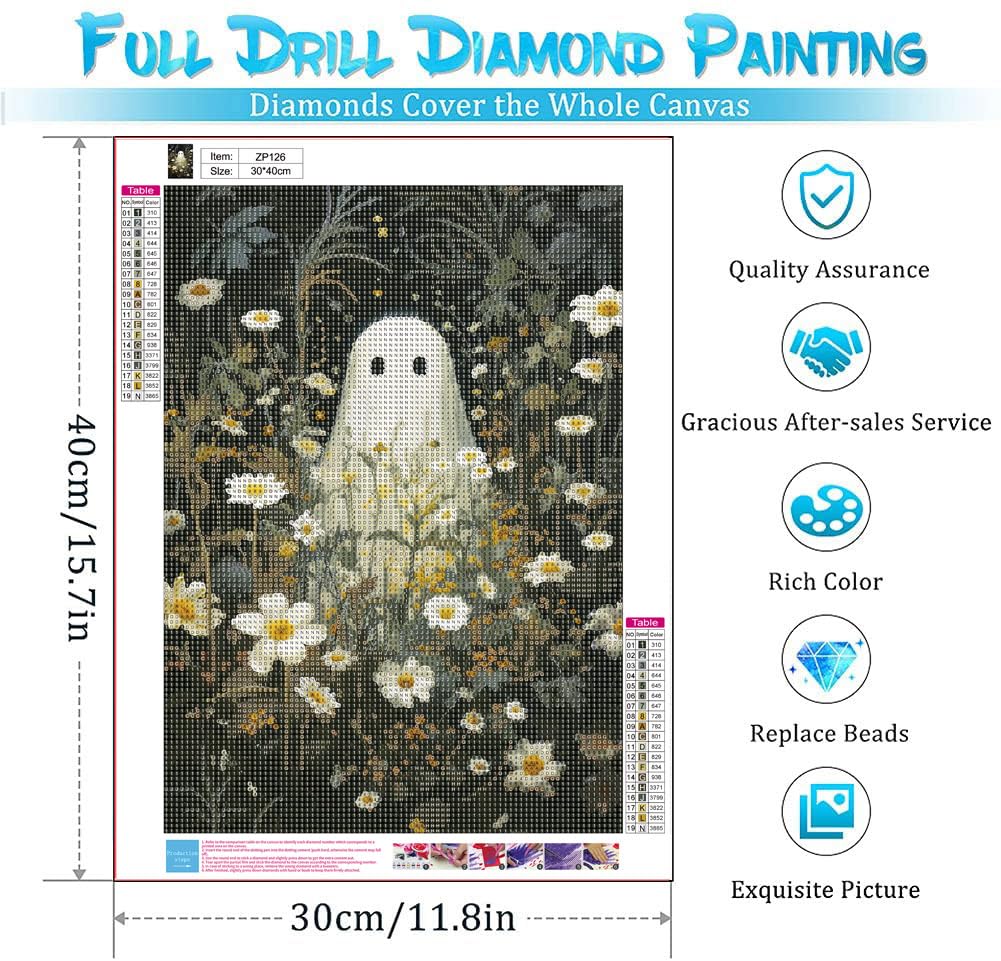 YPF Halloween Diamond Painting Kits for Adults Diamond Art Kits for Beginner DIY 5D Full Drill Crystal Arts and Crafts Gem Art Painting with Diamonds Dots Home Wall Decor 12x16inch YPF