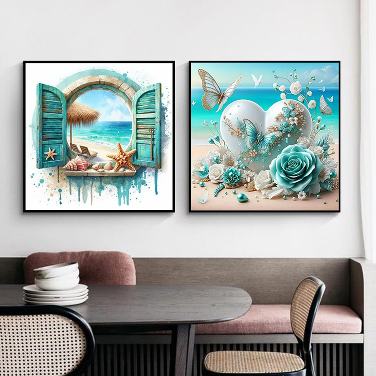 5D Diamond Painting for Adults Beginners, 4 Pack Beach Diamond Art Kits, Summer Ocean Vacation DIY Full Round Drill Diamond Dot Gem Art Kits for Adults, Home Wall Decor 11.8x11.8 Inch Acelii