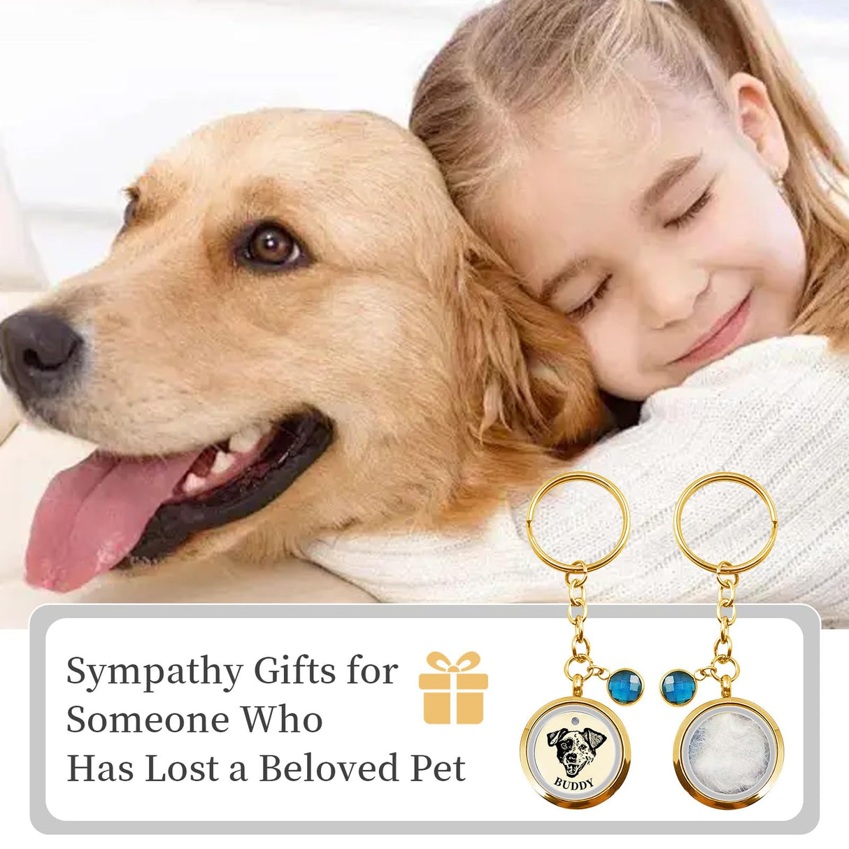 Overket Custom Furever Keychain with Photo & Name, Personalized pet hair keepsake fur locket keychain, Pet Memorial Keepsake Keychain Gifts, Loss of Dog Sympathy Gift (Pet Fur Keepsake) Overket