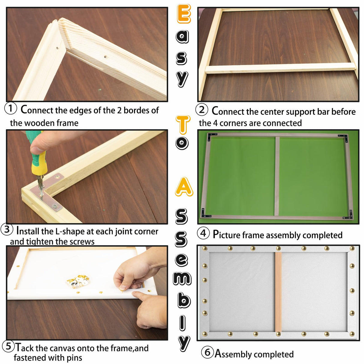 Yeeyeah 2 Pack 24"x 36"Large Canvas Stretcher Bars,Removable Canvas Frames Kit-Easy to Assemble,Wooden Frames Kit for Oil Painting,Diamond Painting,Canvas Painting and Needle Arts Supplies Yeeyeah