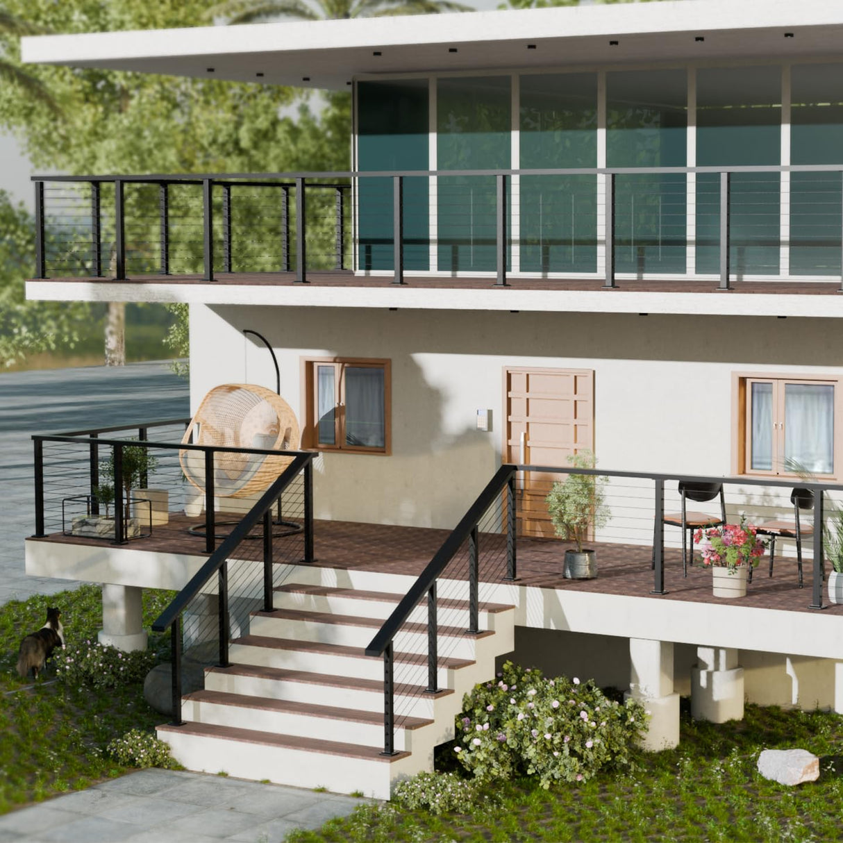 BLIKA 40 Pack 3/16" Black Invisible Cable Railing Kits, Black Stainless Steel Invisible Receiver and Swage Stud End, 3/16" Cable Railing Hardware for 2"x2", 4"x4" Wood/Metal Posts BLIKA