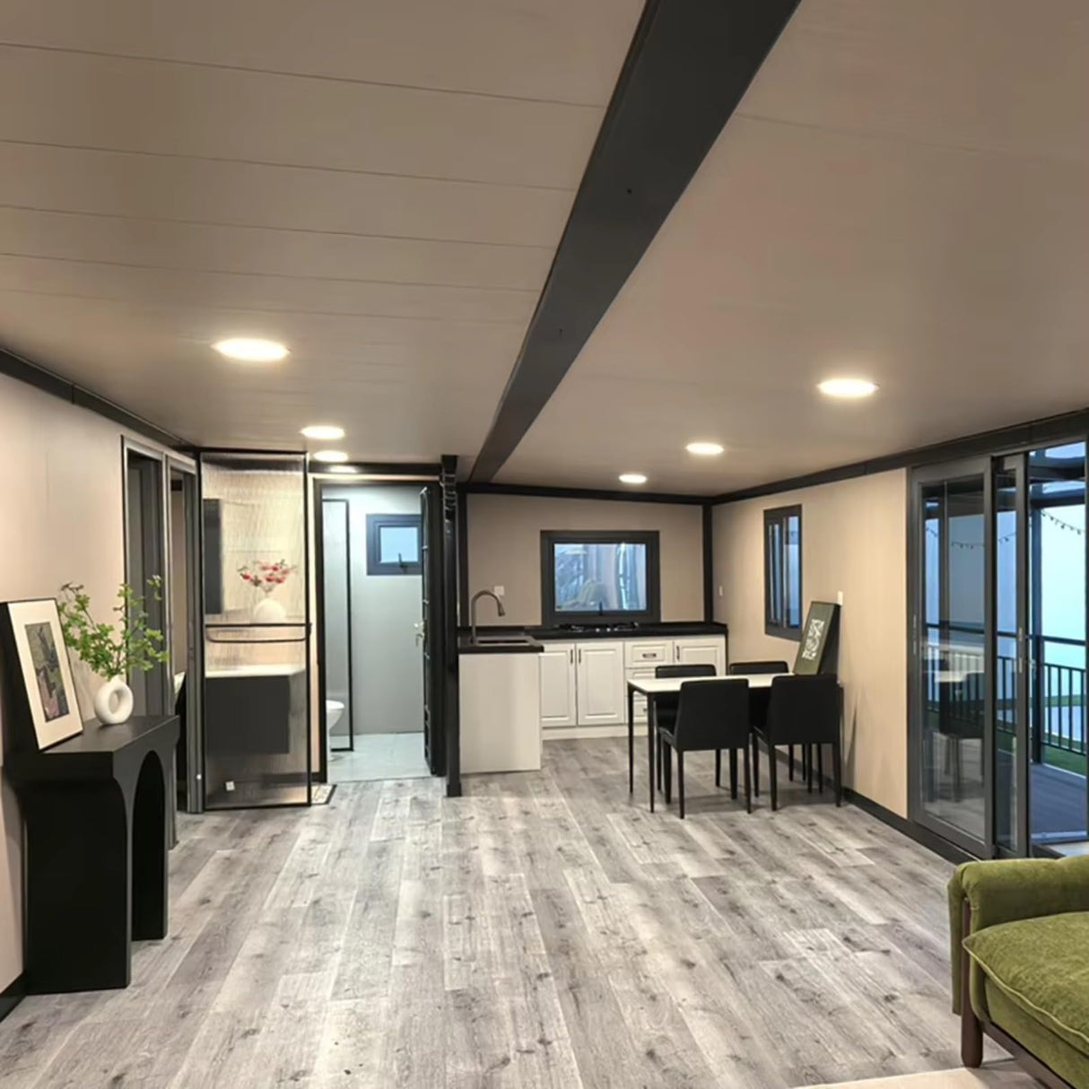 Container House Prefab Tiny Home for Sale with 2 Bedrooms, Bathroom and Kitchen, Modular Foldable Tiny House to Live in for Adults, Mobile Home, Expandable Prefabricated Homes for Living Generic