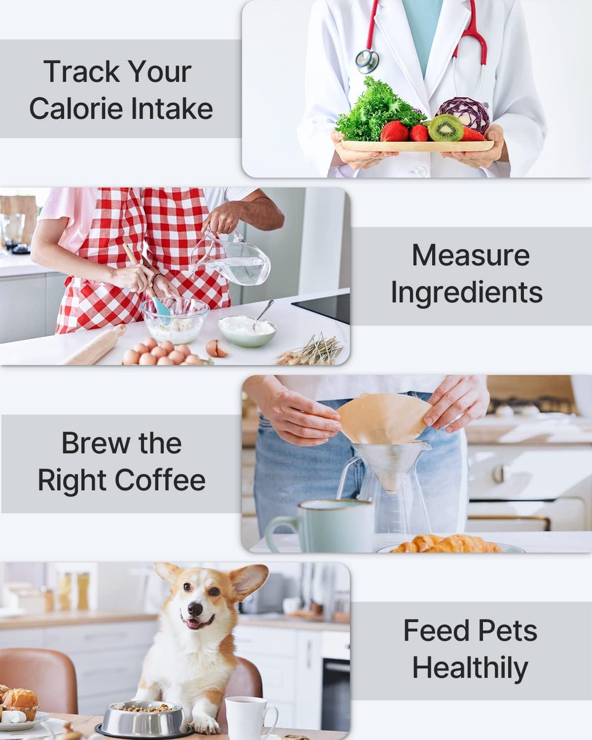 RENPHO Digital Food Scale with Nutritional Calculator, Smart Food Kitchen Scale, Food Weight Scale Grams and Ounces for Weight Loss, Calorie, Macro and Cooking, Stainless Steel RENPHO