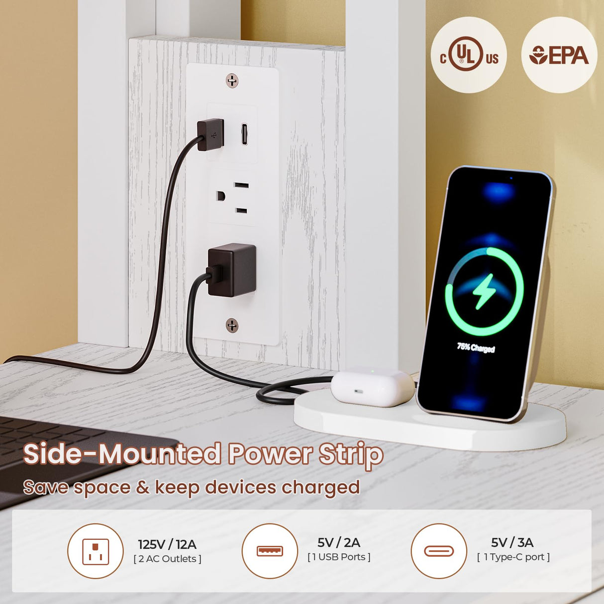 ADORNEVE Twin Size Loft Bed with Desk, 11 Storage Drawers & RGB LED Lights, Metal Loft Bed with Power Outlet, Shelves & Clothing Rack, 13.4" H Safety Guard & Paded Ladder, White ADORNEVE