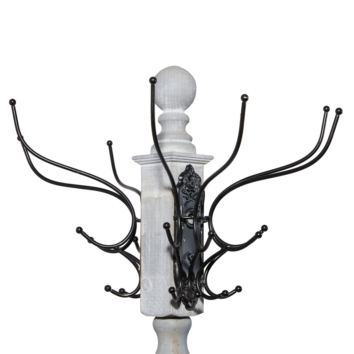 Deco 79 Wood Vintage Style 12 Hook Coat Rack, 19" x 19" x 74", Gray Deco 79