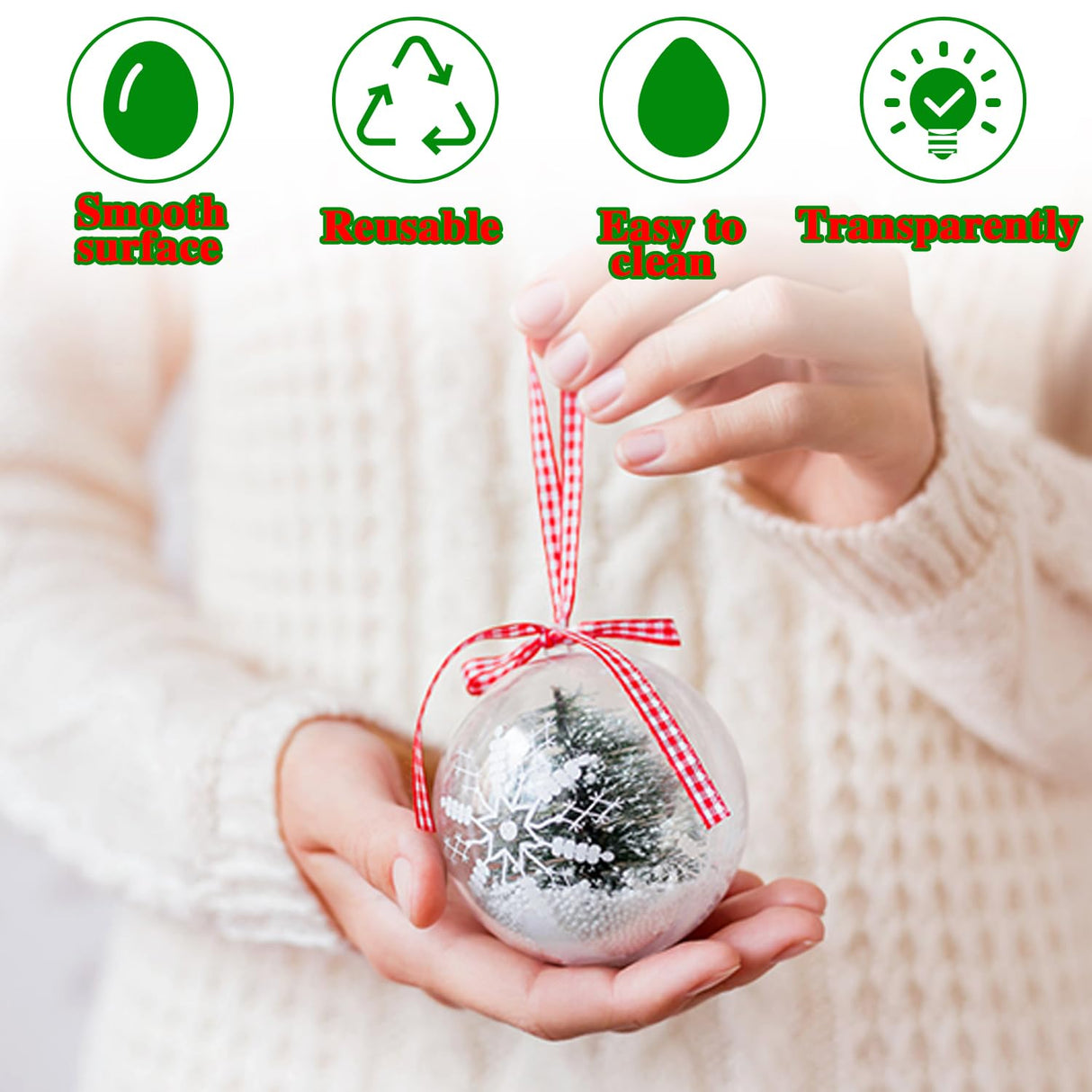 25 Sets Clear Fillable Ornaments Ball in 5 Different Size,Transparent DIY Craft Ball,Plastic Acrylic Fillable Ball for Halloween Christmas Decor Haawooky