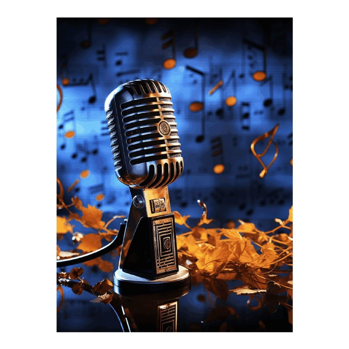 GHENBLT Microphone with Music Notes 5D Diamond Painting Kits for Adults Beginners Large Round Diamond Art Painting DIY Full Drill Diamond Dots Wall Paintings Gem Art for Gift Home Wall Decor 12"x16" GHENBLT