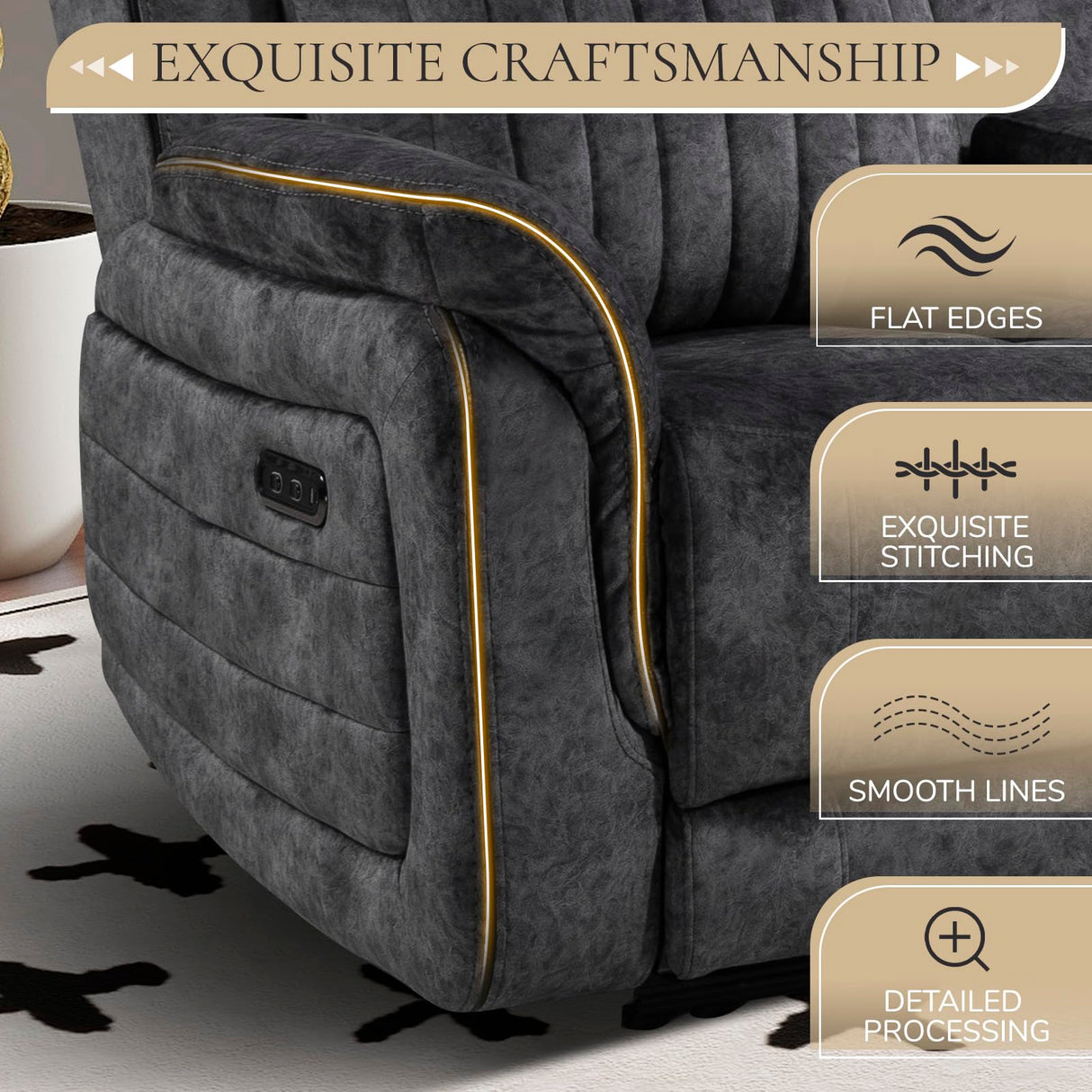 Neptane Power Reclining Loveseat with Zero Gravity, Adjustable Headrest, Electric Reclining Loveseat with Console, USB/Type-C Ports, Power Loveseat Recliner Sofa for Living Room (Grey, Loveseat) Neptane