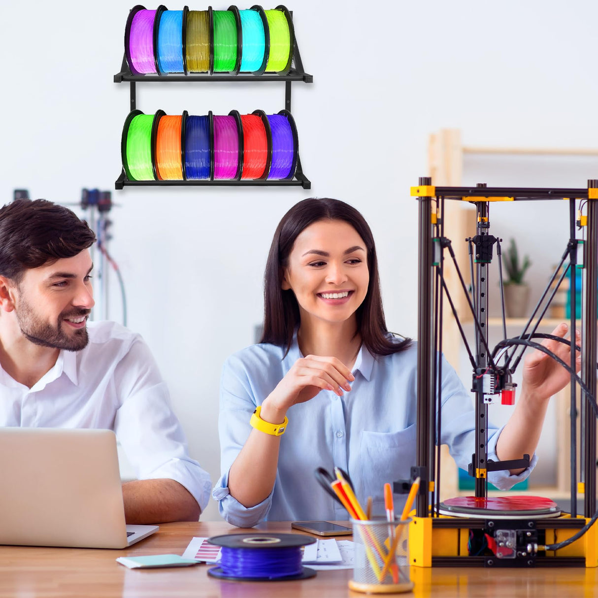 3D Printer Filament Storage Rack - Filament Spool Heavy Duty Wall Bracket Filament Storage Shelves for 3D Printer Rolling Filaments ABS/PLA/TPU/Nylon Accessories Holders (Shelf Only) JAYOBGO