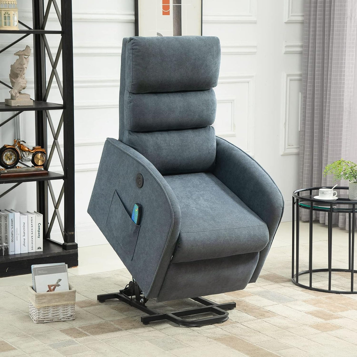 AVAWING Power Lift Massage Chair, Lift Recliner Chairs for Elderly, Electric Recliner W/Heat & Vibration, Linen Fabric Lift Chair with Side Pocket & USB Port for Living Room, Bedroom, Grey AVAWING