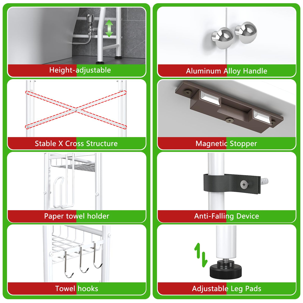 Over The Toilet Storage Cabinet - 2-Door Design Bathroom Organizers Shelf, Freestanding Space-Saver Above Toilet Storage Cabinet with Privacy Protection Rack, Water-Resistant Toilet Shelves (White) Mlinavn