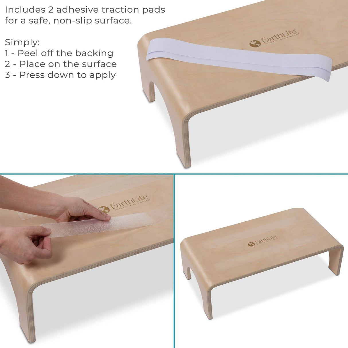 EARTHLITE Wooden Step Stool - 4'' High, Large Surface, Strong & Stable Bed Step, Foot Stool, Massage Step-Up Earthlite