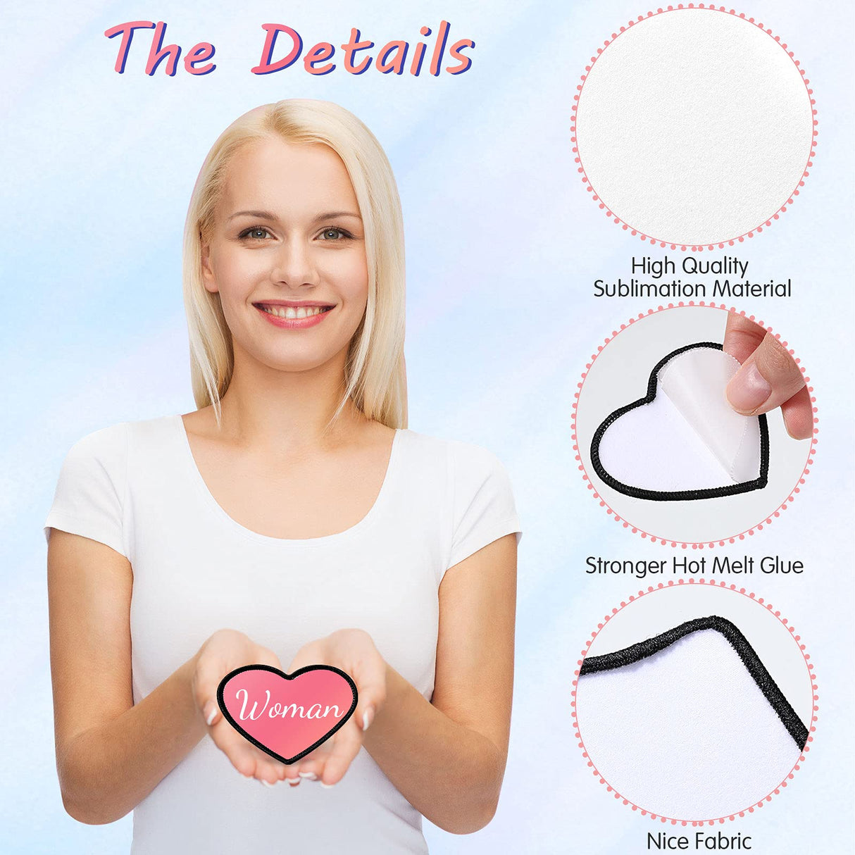 60 Pieces Blank Sublimation Patches 6 Shapes Iron-on Black Patches Fabric Repair Patches Decorative Patches for Hats Clothes Uniforms Jeans Backpacks Vest Waydress