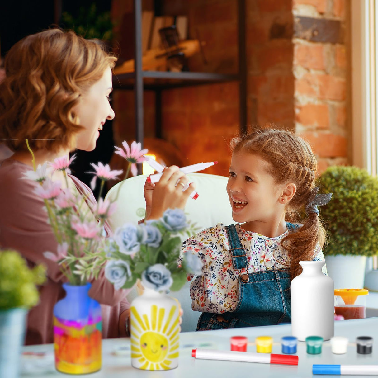 Singhoow 4 Set Paint Your Own Porcelain Paint Vase Art Project White Ceramic Painting Kit for Adults Porcelain Vase Decorating Kit with Art Supplies DIY(Classic) Singhoow