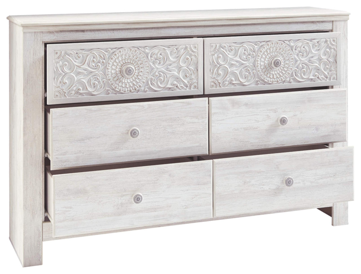 Signature Design by Ashley Paxberry Boho 6 Drawer Dresser, Whitewash Signature Design by Ashley