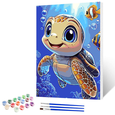 NAIMOER Sea Turtles Paint by Numbers Kits for Adults Beginner with Wooden Framed, Color by Numbers on Canvas Painting Kits for Adults, Easy Paint DIY Acrylic for Home Wall Decor 12X16 Inch