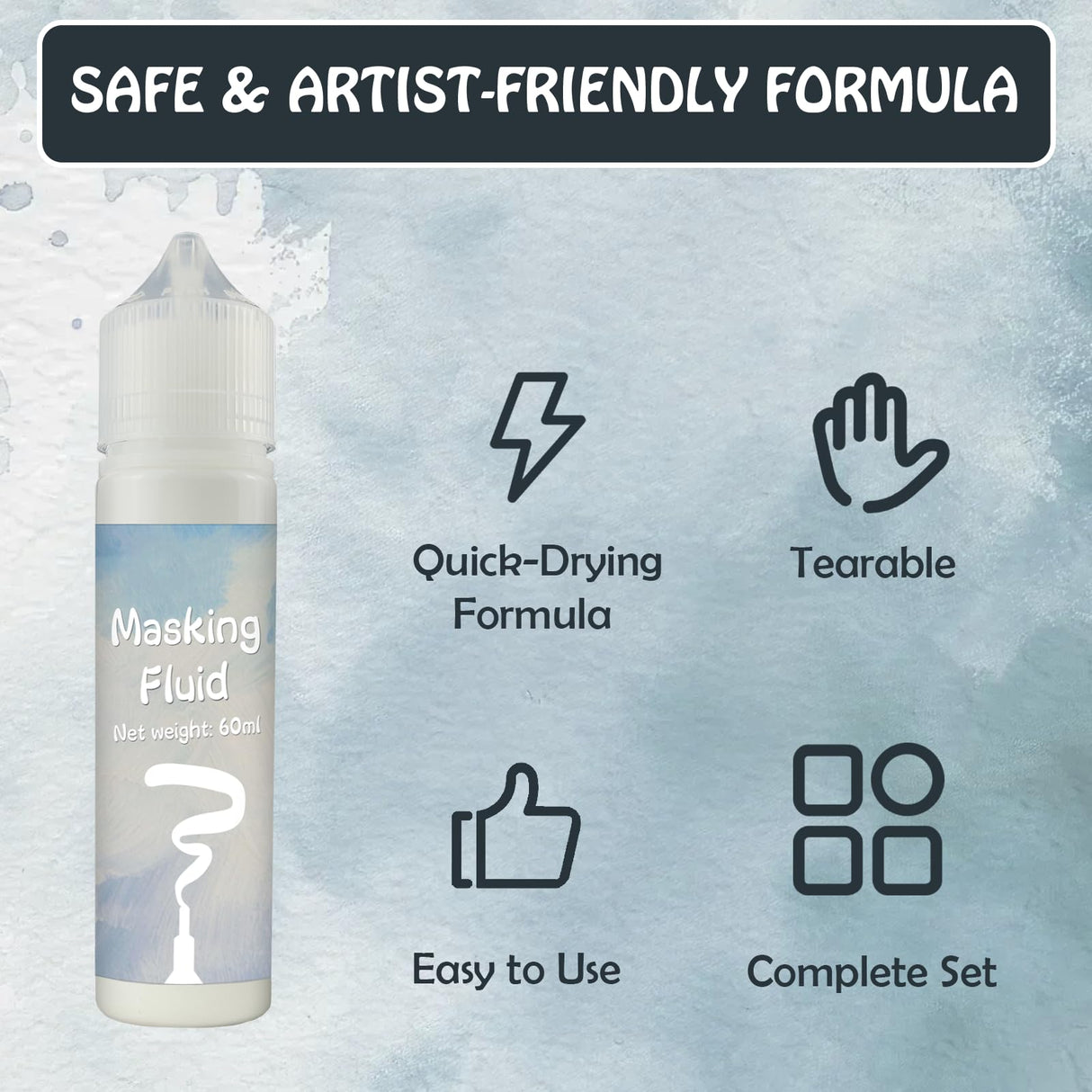INNOVAYOU White Masking Fluid for Watercolor Painting 60ml, Resistant Ink and Pouring Paint, Watercolor Masking Fluid Keeps Areas Colorless and Edges Sharp INNOVAYOU