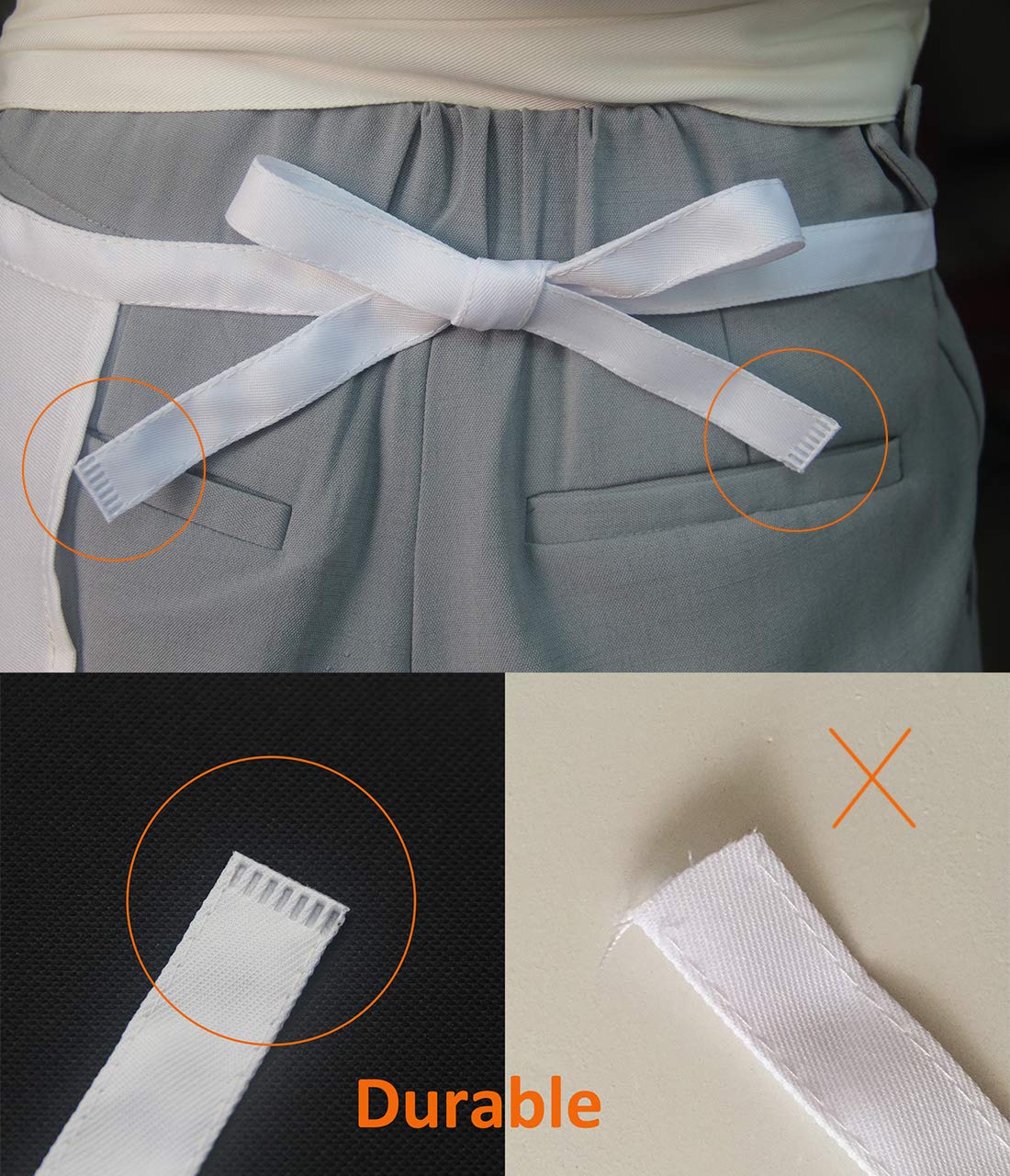 Hi loyaya White Aprons Bulk with Pockets for Women Girls Adults Chef, Set of 10 Kitchen Bib Apron for Cooking Baking Restaurant Painting DIY (10, White) Hi loyaya