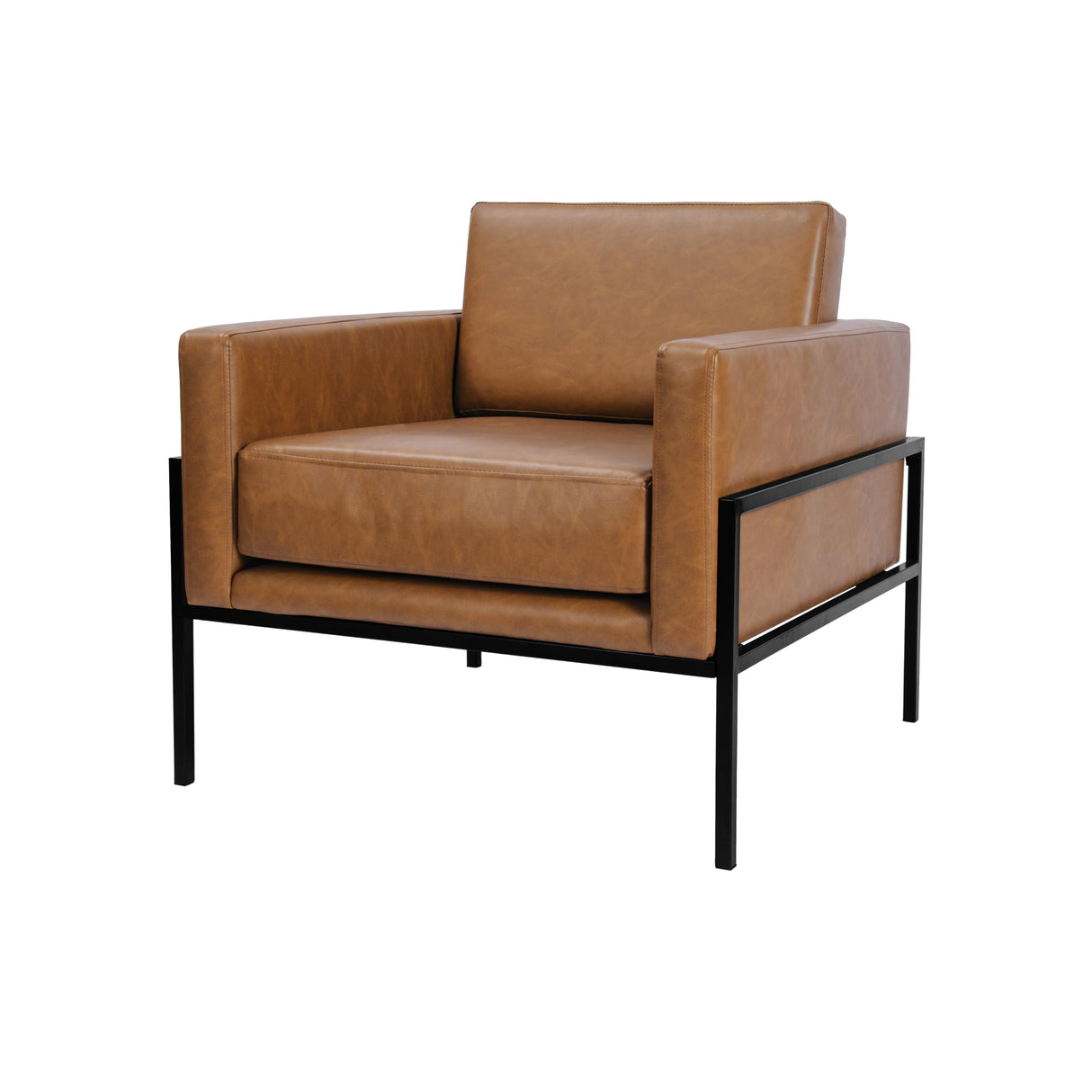 HomePop Modern Metal Frame Accent Chair Home Décor|Accent Chairs for Living Room & Bedroom - Carmel Faux Leather HomePop