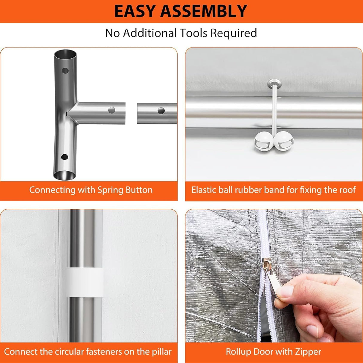 Klysiora 13x20 Ft. Metal Carport Garage with PE Fabric and Galvanized Steel Frame Outdoor Shelter for Cars, Trucks and Boats with 4 Doors and Mesh Windows for Ventilation - Grey Klysiora