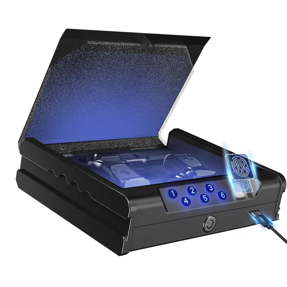 gun safe .Gun Safes for 2 Pistols with 3 Quick-Access Fingerprint,Passcode,Key.with Voice Prompt Pistol SafeHandgun Safe, Hand Gun Lock Box for Home Drawer Car Bedside Nightstand WoodArtSupply