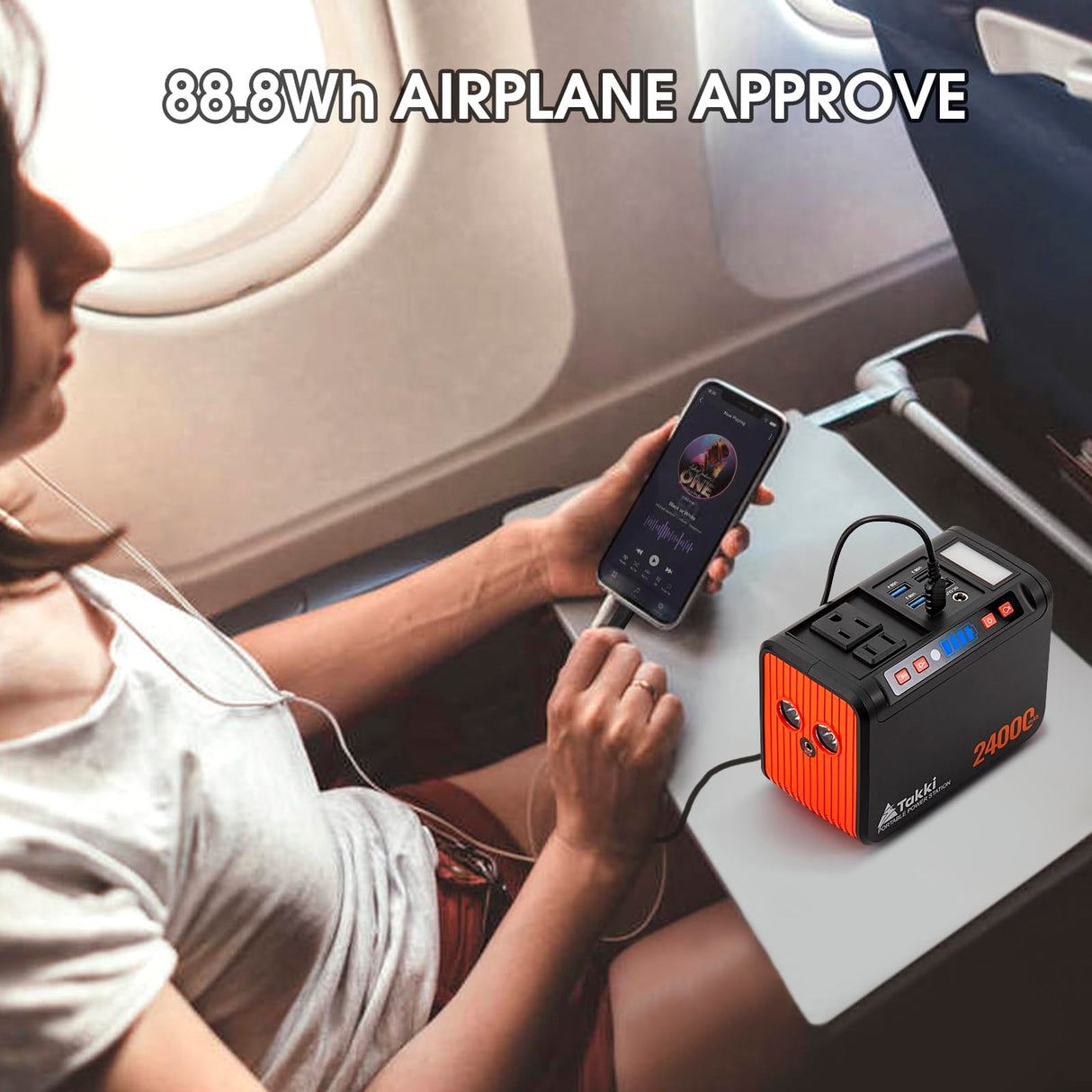 Takki Portable Power Station 88Wh Solar Generator Power Bank with 110V AC DC USB Ports LED Flashlight for Camping Home Emergency Power Backup(Solar Panel Not Included) Takki