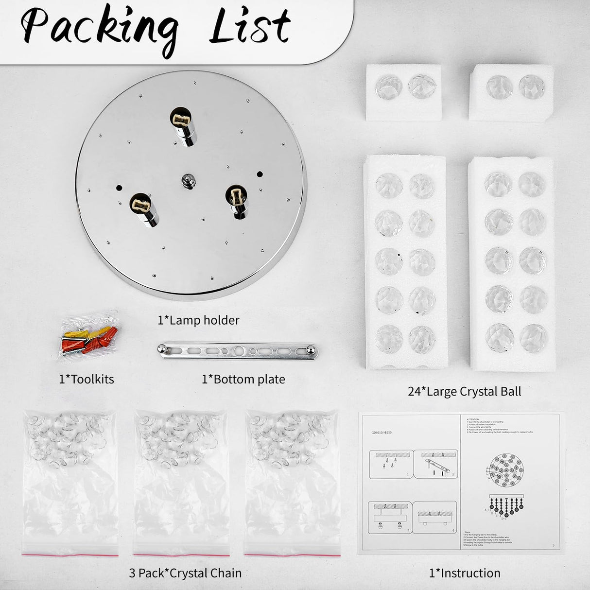 TISLYCO Modern Round Crystal Chandelier Ceiling Light,3 Light Crystal Flush Mount Small Chandelier, Silver Modern Ceiling Lamps Raindrop Chandelier Crystal Light Fixture for Bedroom, Hallway TISLYCO