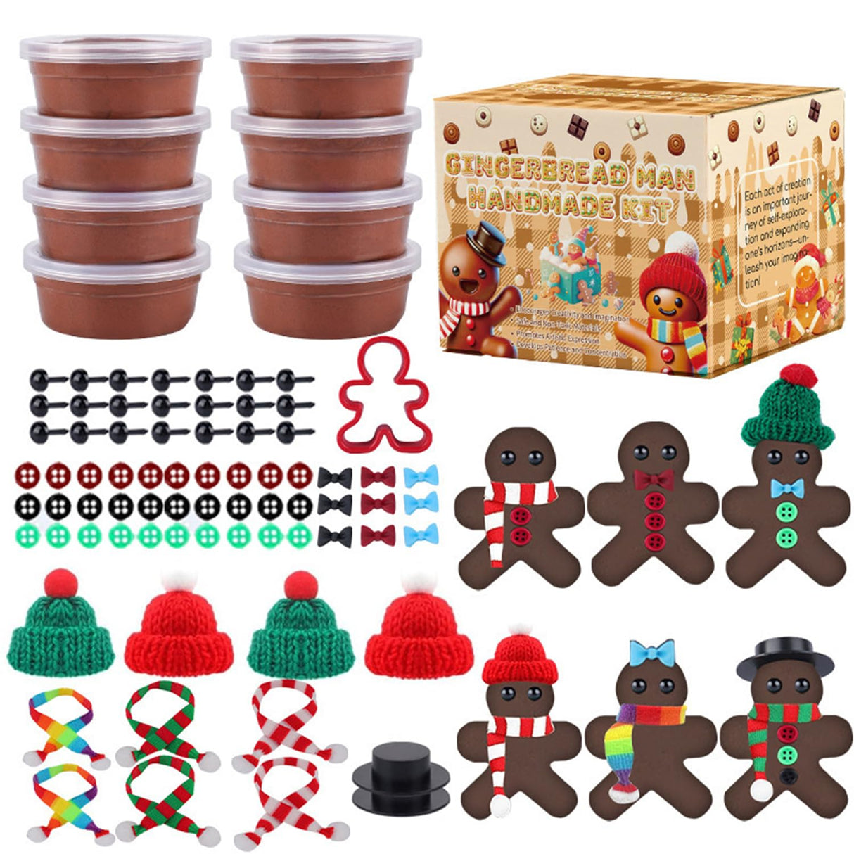 Christmas DIY Craft Kits - Air Dry Clay Craft Set Creative Modeling Kit for Indoor Decor & Handmade Ornaments Gift for Christmas Gifts & Holiday Activities (Gingerbread Man) juyght
