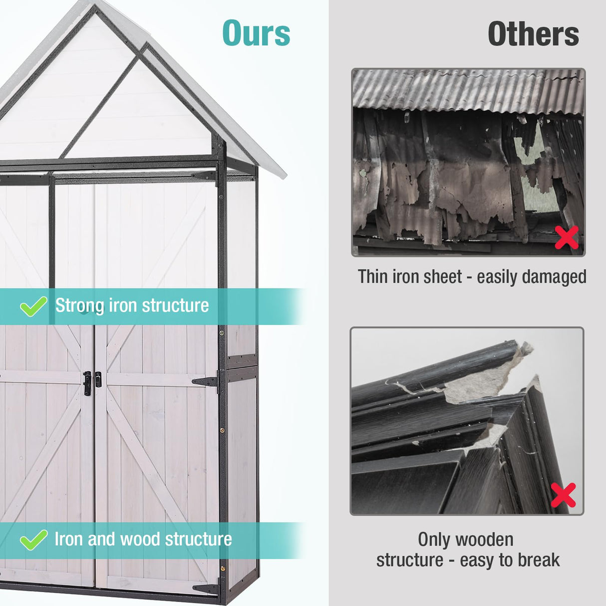 Sheds Outdoor Storage,Garden Shed with Metal Frame Structure and Adjustable Shelves,Large Capacity Storage Tool Cabinet Box for Backyard Garden Patio Lawn (Off White) Suumerpety