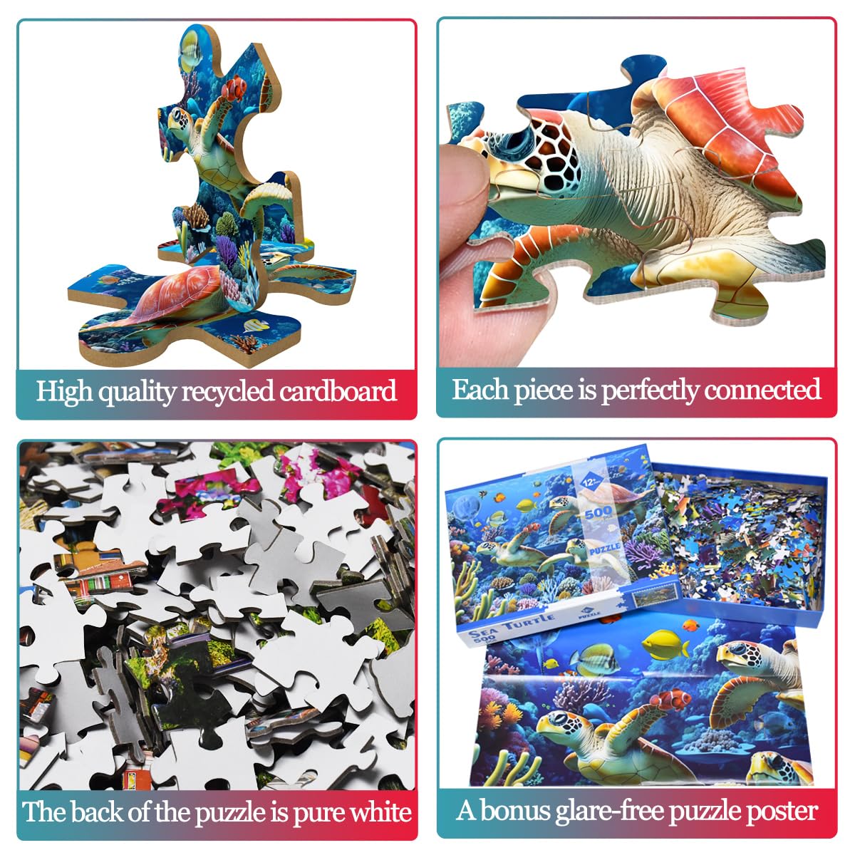 500 Piece Jigsaw Puzzle for Adults -Sea Turtle Jigsaw Puzzles 500 Pieces Puzzles for Adults-The Underwater World Finished Size 19.3" x 13.7" HUADADA