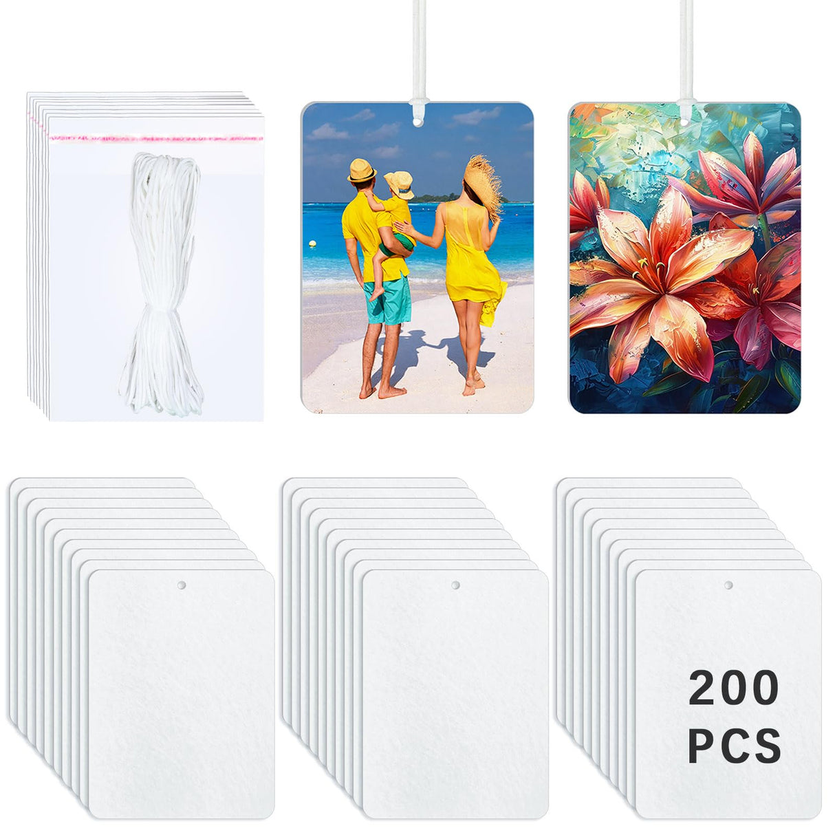 200 pcs sublimation air fresheners blanks ,sublimation car freshener blanks with packaging air freshener blanks DIY Air Freshener for Car and Home Hanging Decoration LIZOIDZSM
