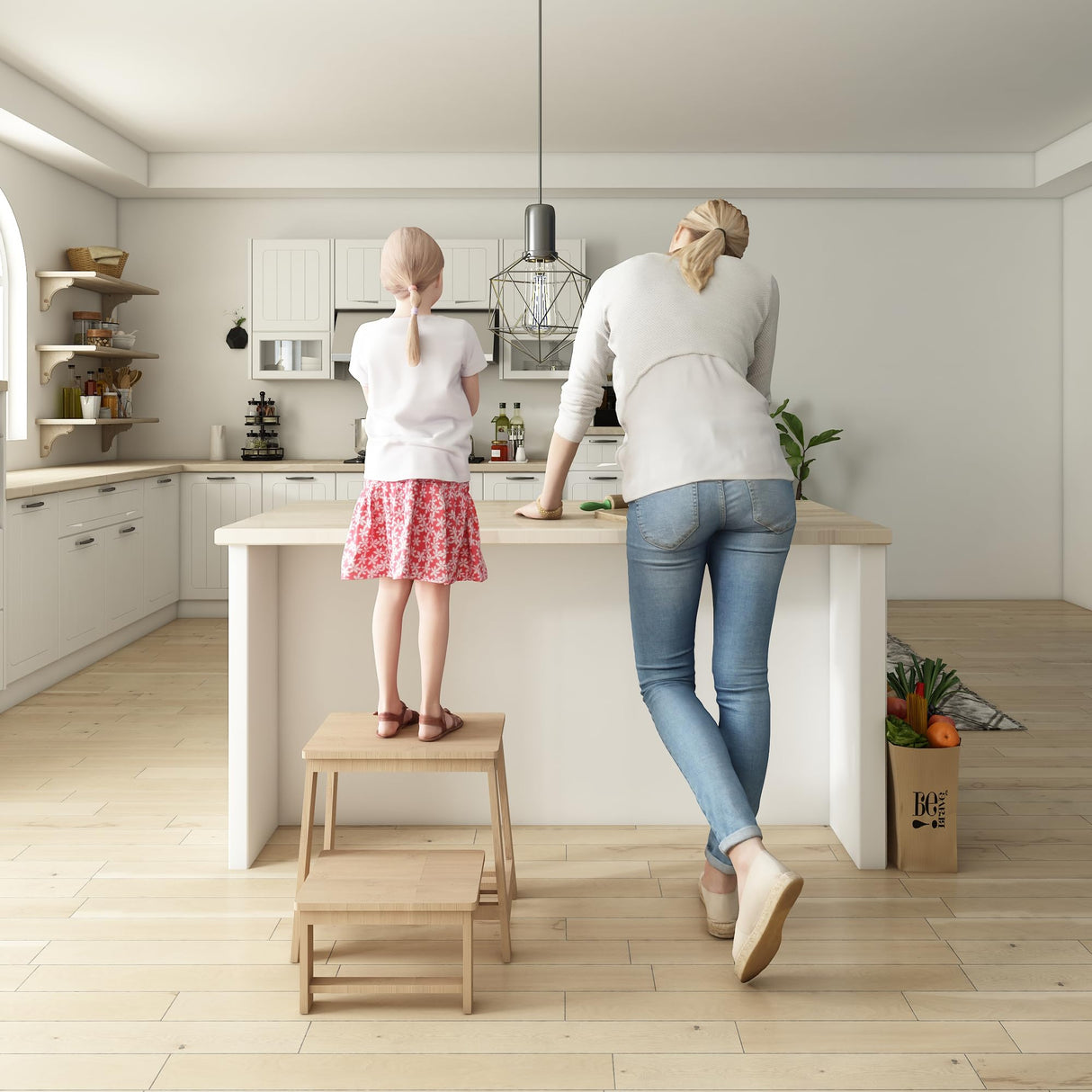 BEKVEM Bamboo Folding Step Stool with Sturdy Structure and Wide Stepping Surface for Safety, Multi-Purpose Foldable Step Stool, Step Ladder for Bathroom,Bedroom,Kitchen Step Stools for Adults 350 lbs BEKVEM