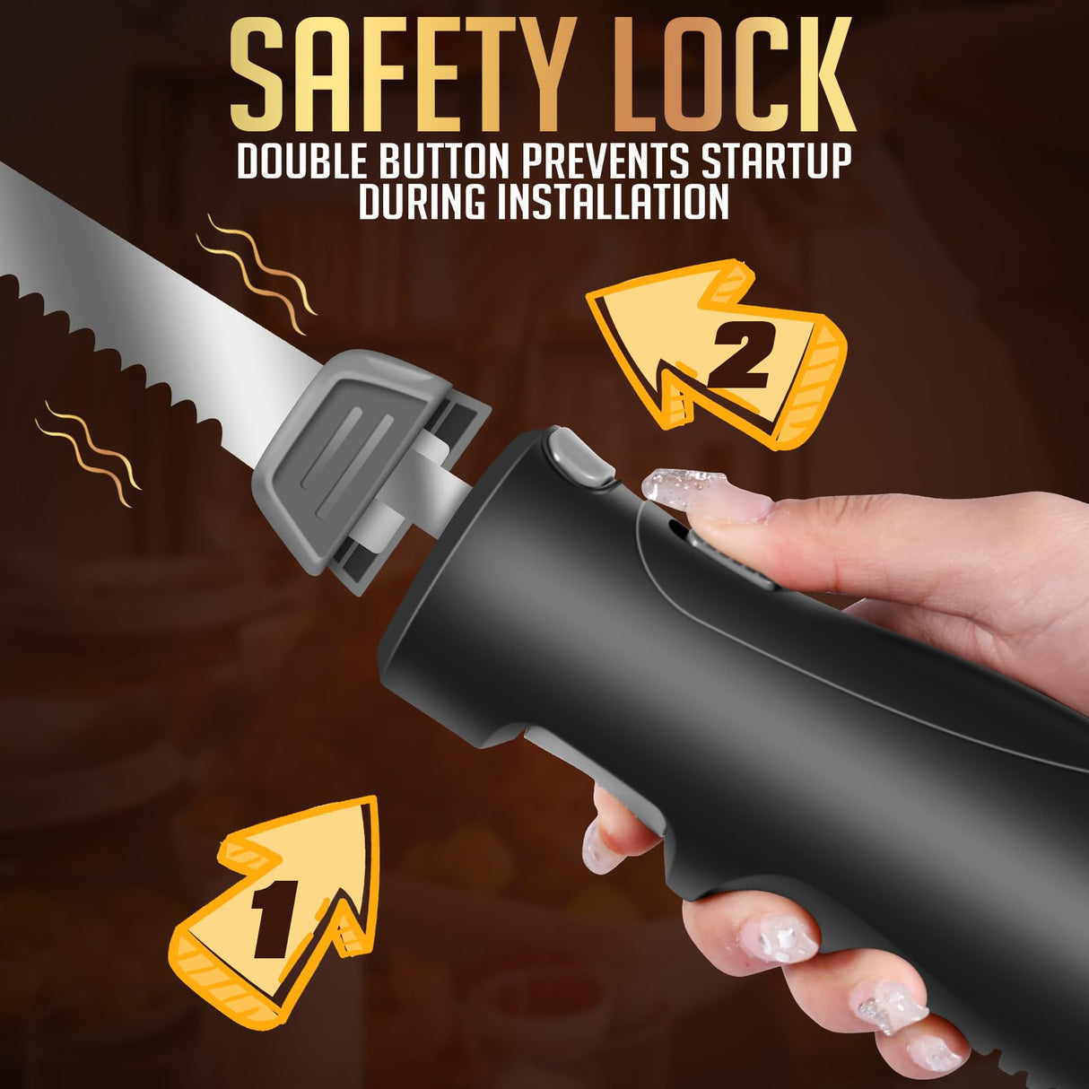 Cordless Rechargeable Electric Knife Easy Slice and Assemble with Storage Case, Wireless Serrated Edge Blades Slicer Set with Ergonomic Handle and Safety Lock for Turkey, Meat, Sourdough, Ribs, Fillet and Foam Royalsellpro