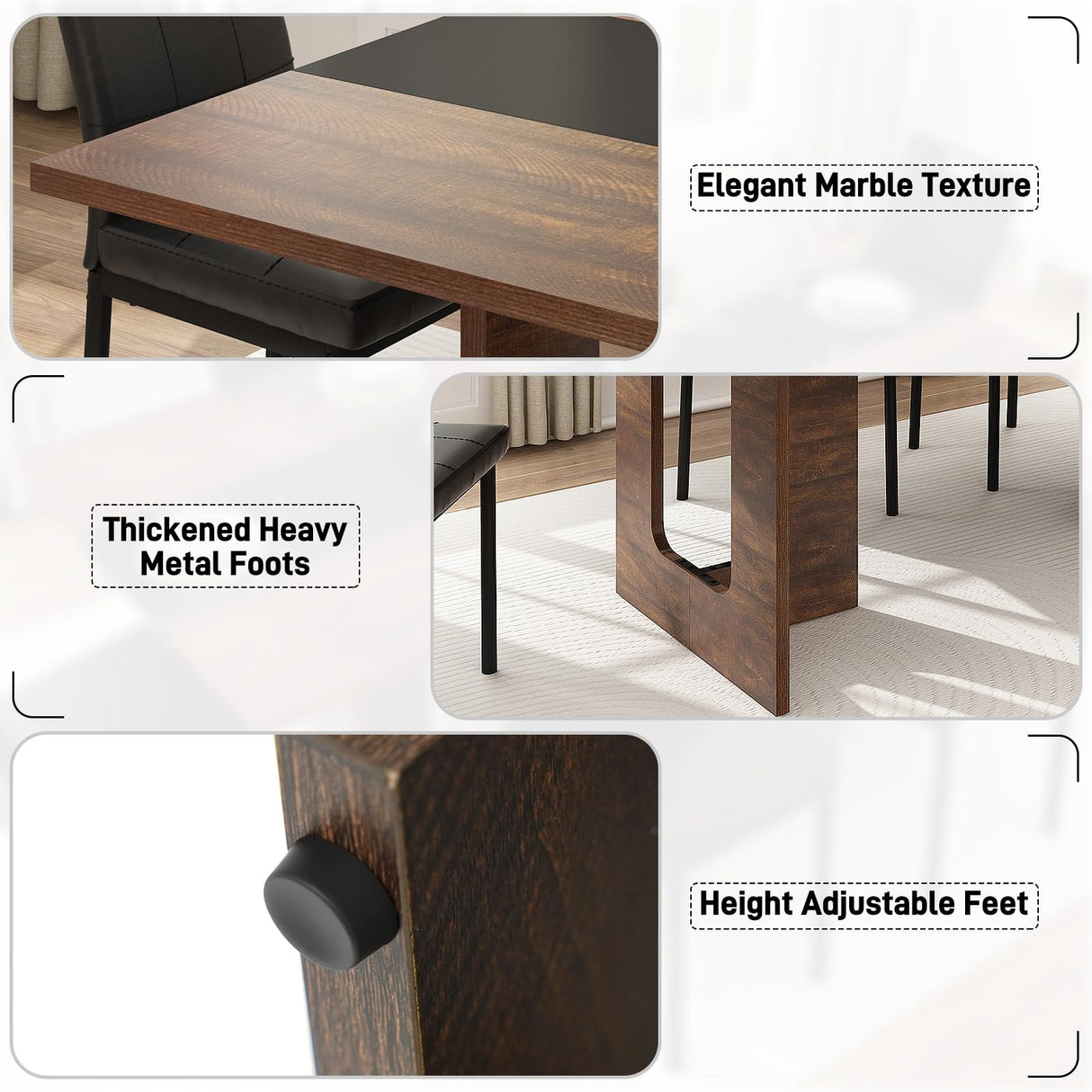 Squireewo 71 Inch Rectangular Dining Table for 6-8 People, Farmhouse Wood Kitchen Table with Wooden Legs, Farmhouse Center Kitchen Table for Dining Room, Kitchen & Living Room, Brown Squireewo