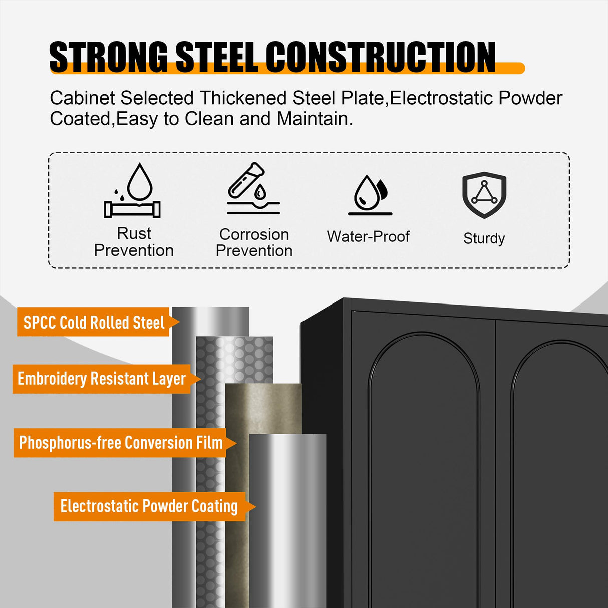 Metal Storage Cabinet with Doors, 75" Tall Kitchen Pantry Storage Cabinets, Black Pantry Cabinets with Adjustable Shelves, Home Office Cabinet, Large Cupboard, High Leveling Feet- Assembly Required MetalMax