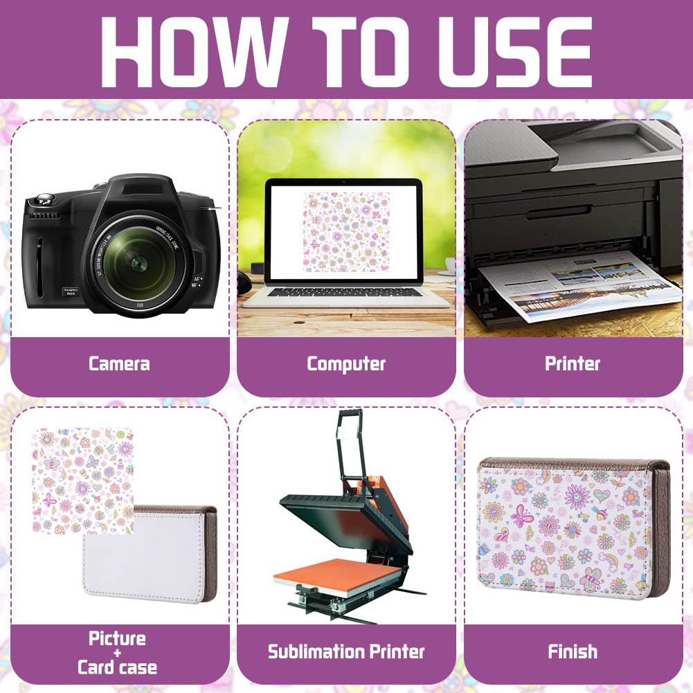 ZUYYON 3 Pcs Sublimation Blank Business Card Holder PU Leather Name Card Case Pocket Heat Transfer Blank Card Carrier Case Wallet with Magnetic Shut for Men Women ZUYYON