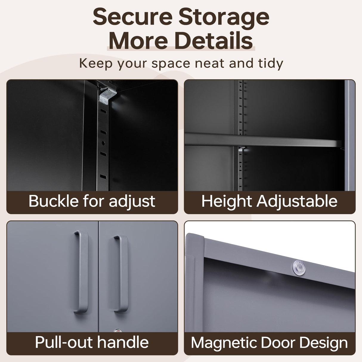 AFAIF Metal Storage Cabinet with Lock,71" Garage Cabinet with 2 Doors and 4 Adjustable Shelves, Steel Locking Cabinets Tall Tool Storage Cabinet, Lockable File Cabinet for Home Office, Pantry AFAIF