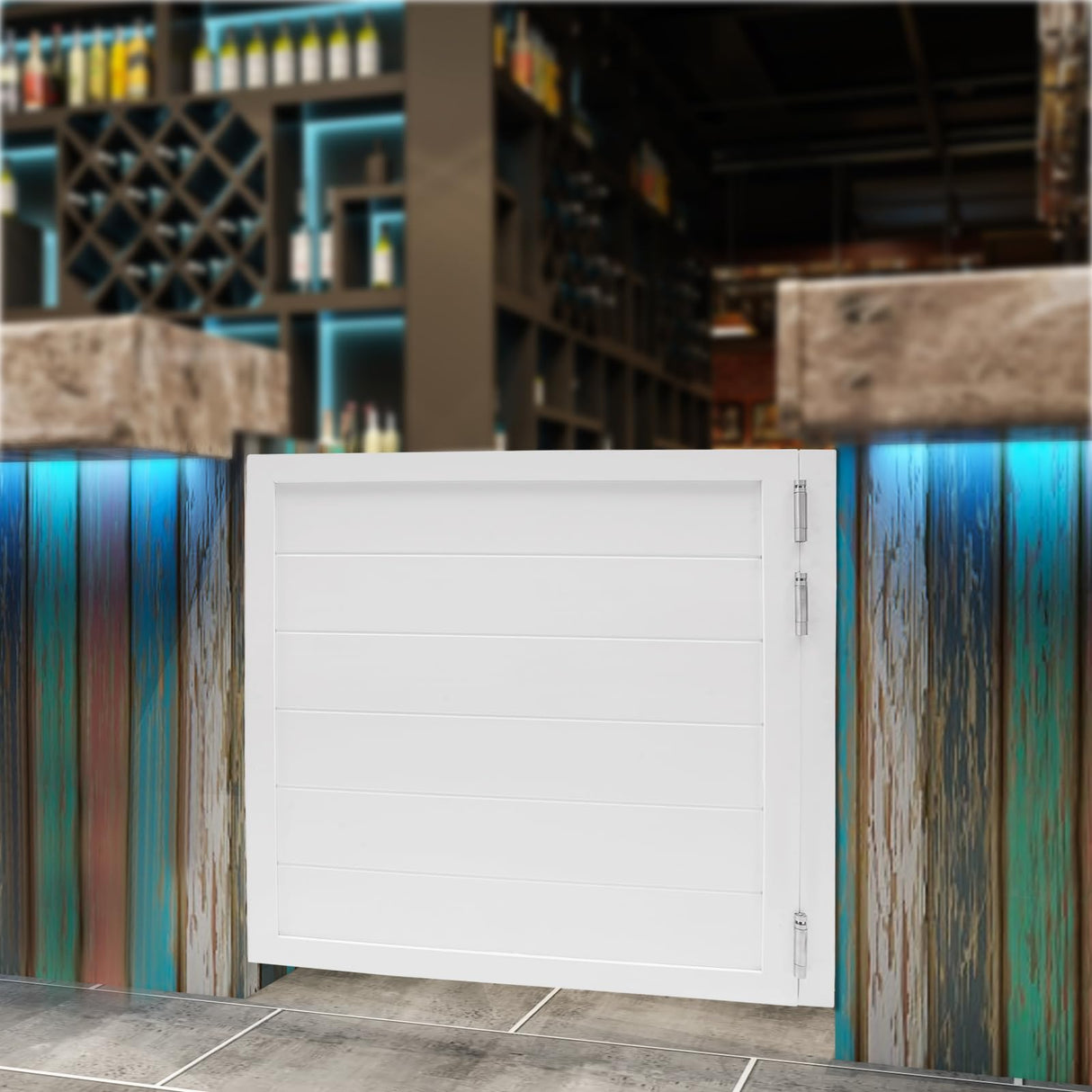 Swinging Door Solid Wood Cafe Swinging Door Porch Entrance Swinging Door 180° Opening Angle White for Home Cafes Restaurants Bars Cash Registers 90 * 90cm/35.4 * 35.4in QIUTMER